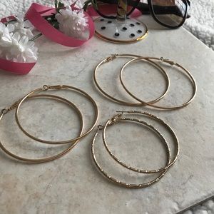 NWOT Set of 3 gold hoop earrings